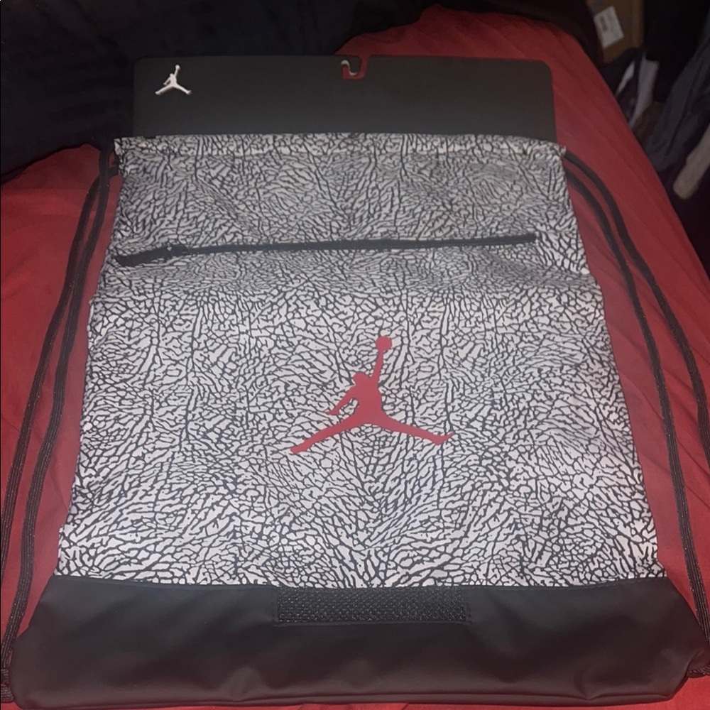 Jordan Black and White Drawstring Bag